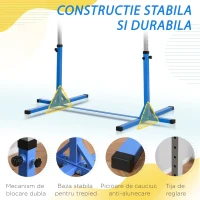 HOMCOM Bară pentru Gimnastică Artistică sau Dans Clasic Reglabilă în Înălțime 92-150 cm, Albastru(m-6)