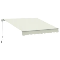 Outsunny Store banne manuel rétractable 295 x 245 cm store exterieur terrasse avec manivelle, angle réglable 45°-85°, aluminium et polyester 280 g/m², auvent de terrasse, balcon, cour, crème(m-1)