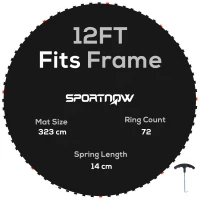 SPORTNOW Tapete de Repuesto para Trampolín Ø323 cm Colchoneta para Trampolín de 12 Pies con 72 Enganches Negro(m-11)