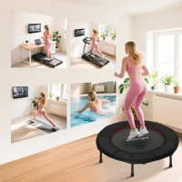 SPORTNOW Trampolín de Fitness Ø102 cm Cama Elástica Plegable con Marco de Acero Antideslizantes Carga 100 kg Rojo(m-7)