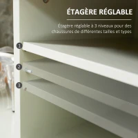 HOMCOM Banc à chaussures meuble de rangement avec étagère sur pieds 2 placards avec façades cannage poignée en alliage d'aluminium vert(m-5)