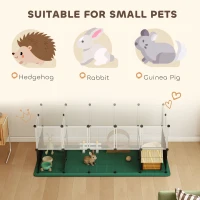 PawHut Pet Playpen with Waterproof Mat, DIY Small Animal Enclosure 34 Panels, Indoor/Outdoor Metal Pet Fence for Guinea Pigs(m-7)
