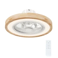 HOMCOM Ventilator de tavan cu lumină și telecomandă, 6 viteze, luminozitate reglabilă, motor silențios, maro deschis(m-5)