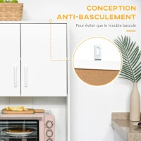 HOMCOM Buffet haut cuisine, armoire de cuisine avec 3 portes, 3 tiroirs et plan de travail, 60 x 40 x 160 cm, blanc(m-7)