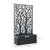 Outsunny Jardinieră cu spalier, ghiveci pentru plante cățărătoare, legume, flori din metal 61 x 23 x 113 cm negru(m-3)