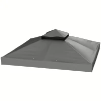 Outsunny Copertura per Gazebo da Giardino 3x3m UPF30+ a 2 Livelli in Poliestere Grigio Scuro(m-10)