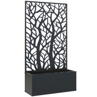 Outsunny Jardinieră cu spalier, ghiveci pentru plante cățărătoare, legume, flori din metal 61 x 23 x 113 cm negru