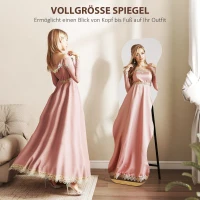HOMCOM Ganzkörperspiegel ohne Rahmen, Holzbasis, flexibel platzierbar, Wellenform, Schwarz(m-4)