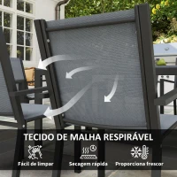 Outsunny Conjunto de Mesa e Cadeiras de Jardim com Cadeiras Empilháveis e Estrutura de Aço para Terraço e Pátio Cinzento Claro(m-6)