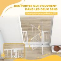 PawHut Barrière de sécurité pour chiens et bébés 76 à 103 cm avec extension fixation par pression sans perçage 76 à 103cm blanc(m-5)