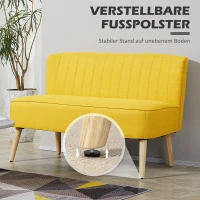 HOMCOM 2-Sitzer Sofa, weiche Polsterung, pflegeleichter Bezug, bis 220 kg, 117 x 56,5 x 77 cm, Gelb(m-7)