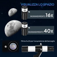 Outsunny Telescopio Astronomico 70mm con 2 Lenti Oculari e Adattatore Smartphone, 80x80x135 cm, Bianco e Nero(m-5)