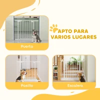 PawHut Barrera de Seguridad para Niños y Perros Ancho 76-103 cm Bloqueo Doble y Cierre Automático Apertura Dos Sentidos Blanco(m-8)