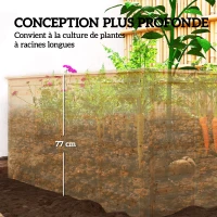 Outsunny Lit de jardin Carré Potager de Jardin surélevé, Fond Ouvert, 152x77x77cm, en bois massif, effet bois naturel(m-5)