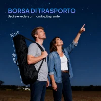 Outsunny Telescopio Astronomico 70mm con 2 Lenti Oculari e Adattatore Smartphone, 80x80x135 cm, Bianco e Nero(m-9)