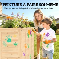 Outsunny Lit de jardin Carré Potager de Jardin surélevé, Fond Ouvert, 152x77x77cm, en bois massif, effet bois naturel(m-8)