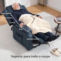HOMCOM Poltrona Relax Levanta Pessoas com Controle Remoto Reclinação Elétrica de 160° Apoio para os Pés 76x90x105 cm Azul Escuro(m-5)