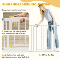 PawHut Treppenschutzgitter Absperrgitter ohne Bohren mit automatische Schließung für Kinder Küche Treppe 76-82 x 76 cm Weiß(m-6)