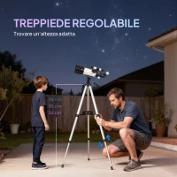 Outsunny Telescopio Astronomico 70mm con 2 Lenti Oculari e Adattatore Smartphone, 80x80x135 cm, Bianco e Nero(m-7)
