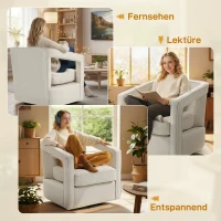 HOMCOM Sessel Wohnzimmer 360° drehbar Loungesessel Relaxsessel mit einteilig Rückenlehne und Armlehnen 77 x 75 x 72 cm Beige(m-6)