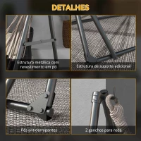 Outsunny Suporte para Cama Rede Dobrável 2 em 1 Suporte para Cadeira Suspensa com Estrutura Metálica e Bolsa de Transporte Preto(m-6)