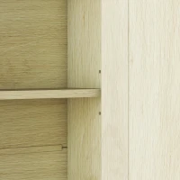 kleankin Badezimmerschrank mit Spiegel Wandschrank mit 2 Türen Offenes Regal Verstellbares Fach 56x13x58cm Natur(m-5)