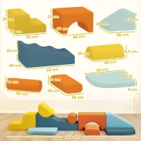 AIYAPLAY Conjunto de 9 Blocos de Espuma para Crianças com Capas de Veludo Laváveis Blocos de Psicomotricidade para Escalar e Rastejar Multicor(m-3)