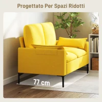 HOMCOM Divano 2 Posti Moderno con Cuscini e Rivestimento in Tessuto Spugna, 130x77x84 cm, Giallo(m-6)