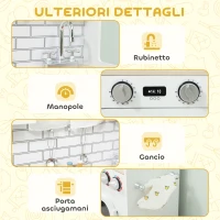 AIYAPLAY Cucina Giocattolo per Bambini 3-6 Anni in Legno con Set di Accessori, Lavandino e Manopole con Suoni, Bianco(m-7)