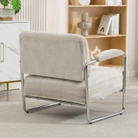 HOMCOM Fauteuil de salon Fauteuil de chambre Rembourrage épais en chenille Beige(m-4)