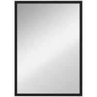 HOMCOM Specchio da Parete Rettangolare con Ganci, in Vetro e MDF, 50x70 cm, Nero(m-1)