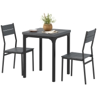 HOMCOM ensemble repas 3 pièces, set table à manger, 1 table, 2 chaises, MDF+métal, gris