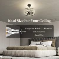 HOMCOM Crystal Ceiling Light, Semi Flush Mount Modern Crystal Chandelier Ceiling Light, E14 Base 3-Lights, Bulbs Not Included(m-5)
