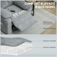 HOMCOM Poltrona Reclinabile 150° Effetto Velluto con Poggiapiedi, Telecomando e Tasca Laterale, 96x90x103 cm, Grigio(m-5)