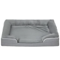 PawHut Cama para Perros Medianos Cama para Gatos con Base Antideslizante Funda Extraíble y Lavable 91,5x68,5x16,5 cm Gris(m-1)