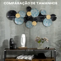 HOMCOM Arte Metálica de Parede 3D Adornos Modernos Redondos para Pendurar Decoração para Sala Quarto 21x53 cm Multicolor(m-7)