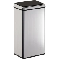 HOMCOM Sensor Bin 50L Stainless Steel Automatic Trash Can with Soft-Close Lid Motion Sensor 35.5 x 26 x 67 cm Silver(m-1)