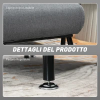 HOMCOM Poltrona Letto con Schienale Regolabile in 5 Posizioni, Tessuto Effetto Lino e Acciaio, 75x70x75 cm, Grigio(m-7)