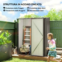 Outsunny Casetta da Giardino in Acciaio Porta Attrezzi con Catenaccio, 161.5x94.5x196cm, Grigio Chiaro(m-4)