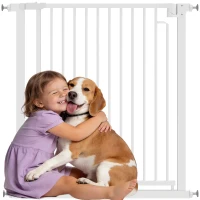 PawHut Barrière de sécurité pour chiens et bébés 76 à 80 cm avec extension fixation par pression sans perçage 76 à 80cm blanc(m-11)