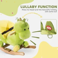 HOMCOM Kids Rocking Horse, Plush Ride-On Dinosaur Seat, with Seat Safety Belt, 32 Songs, Ride-On Horse(m-4)