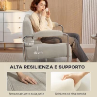 HOMCOM Divano 3 Posti Moderno Rivestito in Ciniglia Beige, in Acciaio, Spugna e Pannello Multistrato, 174x75x76 cm(m-4)