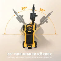 AIYAPLAY Zitbagger Opzitbagger met Schep en Stuur, Draaibare Carrosserie, Verstelbare Rugleuning voor kinderen 1,5-3 jaar Geel(m-6)