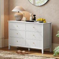HOMCOM Kommode Sideboard mit 6 Schubladen Moderner Aufbewahrungsschrank für Wohnzimmer Schlafzimmer Flur 100 x 40 x 78 cm Weiß(m-9)