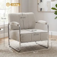 HOMCOM Fauteuil de salon Fauteuil de chambre Rembourrage épais en chenille Beige(m-3)