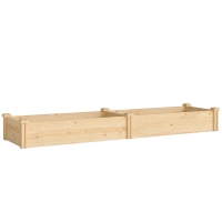 Outsunny Houten hoogbed, plantenbak met scheidingswand en open bodem, tuinbed 235 x 66 x 26 cm natuurlijk hout