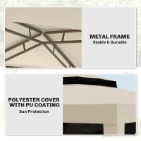 Outsunny 3 x 3 m Gazebo, Netting Party Tent, Patio Canopy Outdoor Event Shelter with Double Tier Roof, Beige(m-5)