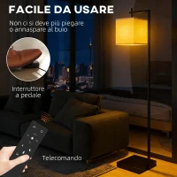 HOMCOM Lampada da Terra con 10 Luminosità e Temperatura del Colore Regolabile, Telecomando e Lampadina 9W, Nero(m-7)