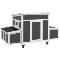 PawHut Poulailler en Bois pour 1-6 Poules avec 2 Nichoirs pour Couvaison, Toit Ouvrant et Bac Extractible, Gris foncé(m-7)