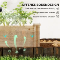 Outsunny Houten hoogbed, plantenbak met scheidingswand en open bodem, tuinbed 235 x 66 x 26 cm natuurlijk hout(m-5)